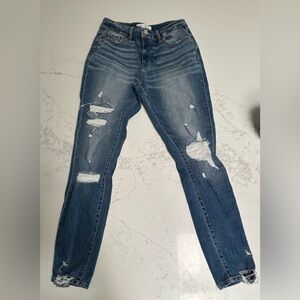 BKE Charlie Distressed Mid Rise Mom Jeans size 27.